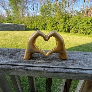 Gold Heart Hand Sculpture
